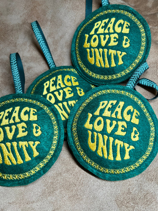 Peace Love & Unity Christmas Ornament handmade