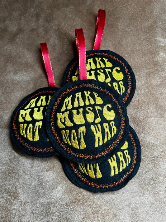 Make Music Not War Christmas Ornament handmade