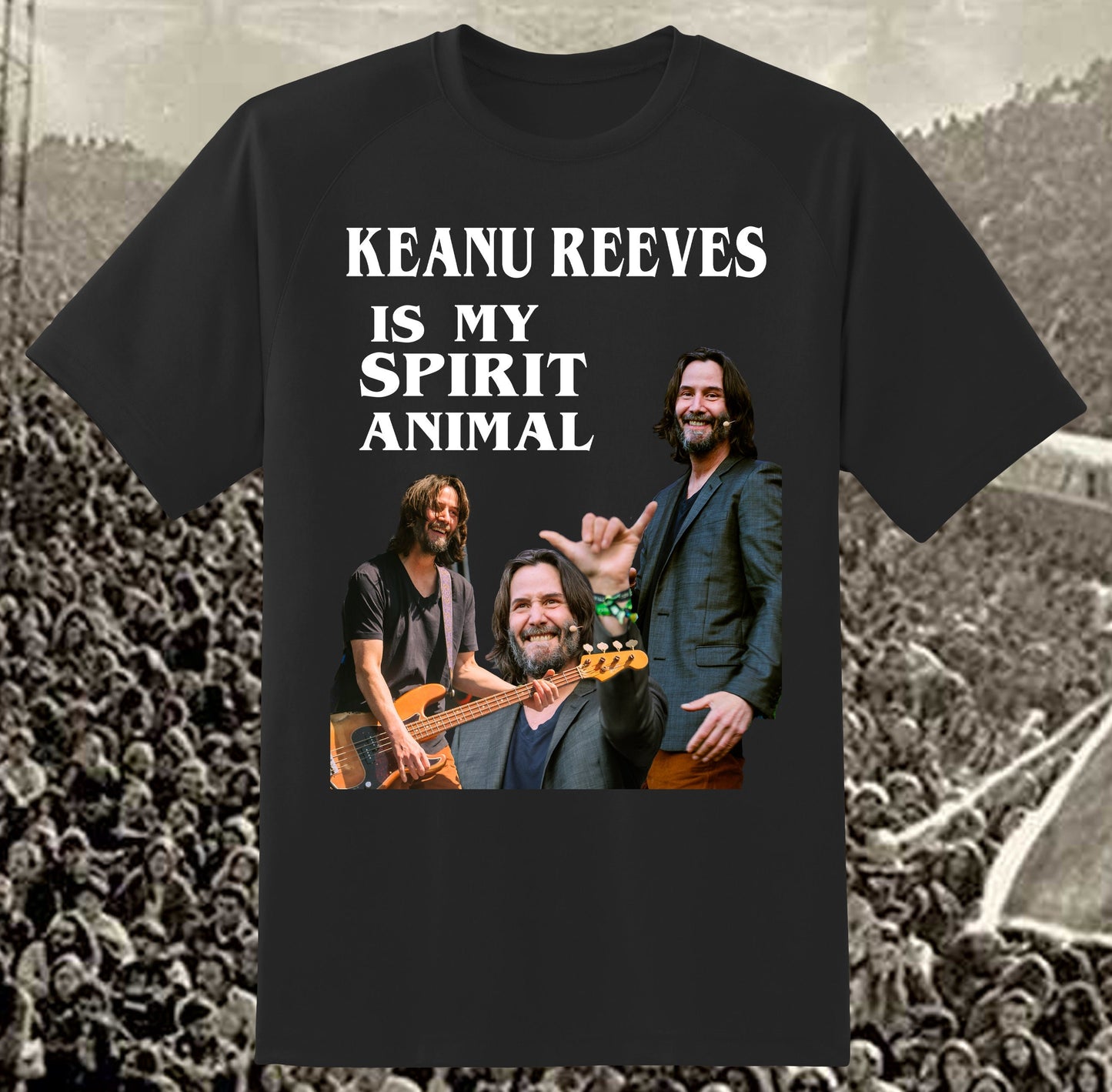 Keanu Reeves is my Spirit Animal tribute black shirt handmade